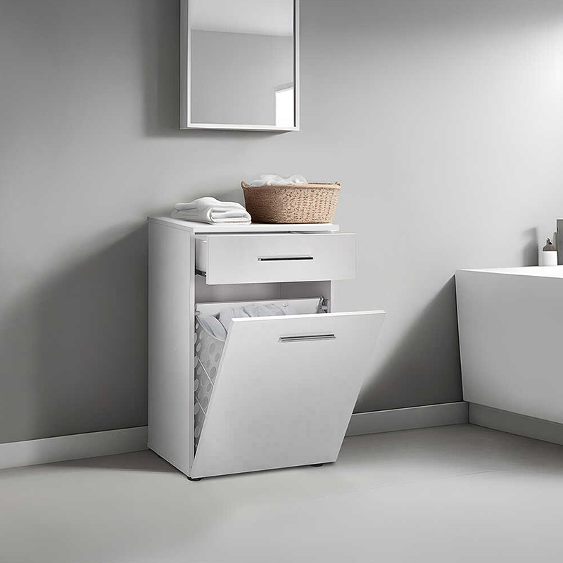 Ντουλάπι - Καλάθι Απλύτων Diamond Megapap Χρώμα Λευκό Gloss 52X38X83Εκ.