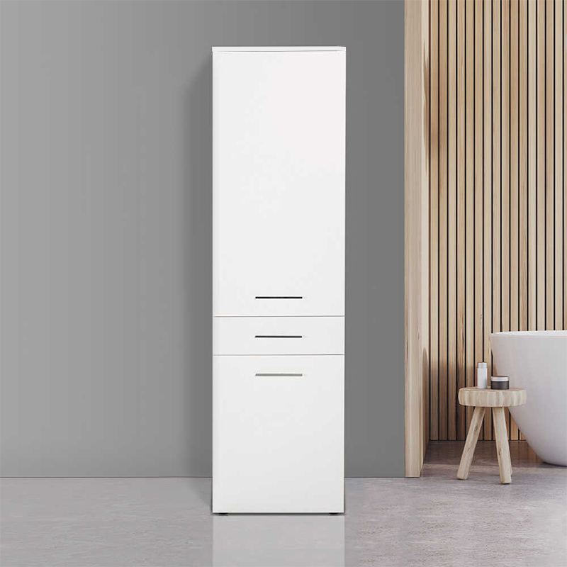 Ντουλάπι Με Καλάθι Απλύτων Diamond Megapap Χρώμα Λευκό Gloss 52X38X187Εκ.