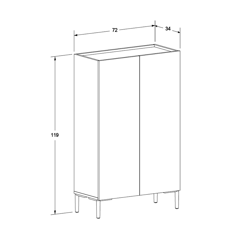 Παπουτσοθήκη - Ντουλάπι Pool Megapap Χρώμα Λευκό 72X34X119Εκ.