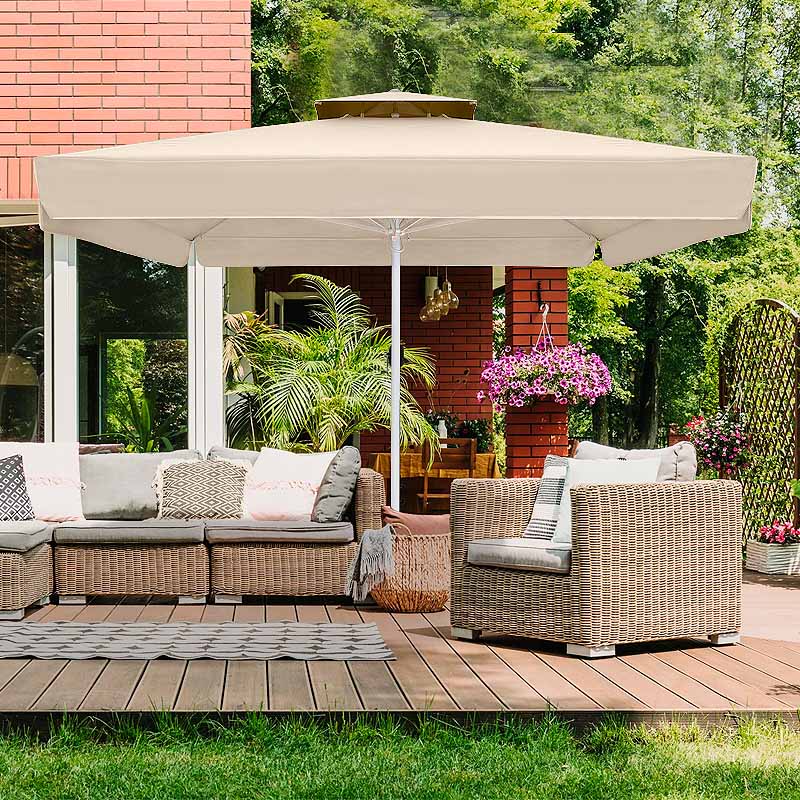 Ομπρέλα Επαγγελματική Juno Megapap Τηλεσκοπική Αλουμινίου Χρώμα Εκρού 4X4M.