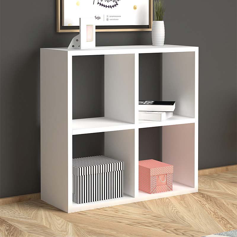 Βιβλιοθήκη Cube Megapap Από Μελαμίνη Χρώμα Λευκό 64X23X64Εκ.