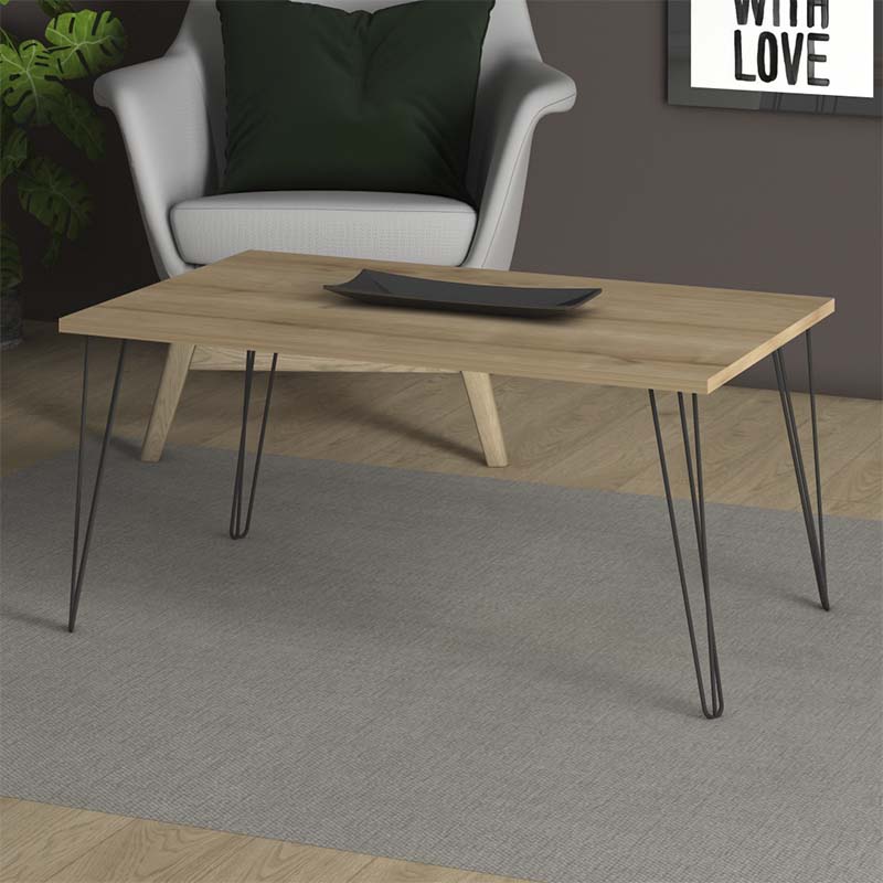 Τραπεζάκι Σαλονιού Fiona Megapap Μεταλλικό - Μελαμίνης Χρώμα Oak 90X55X43Εκ.