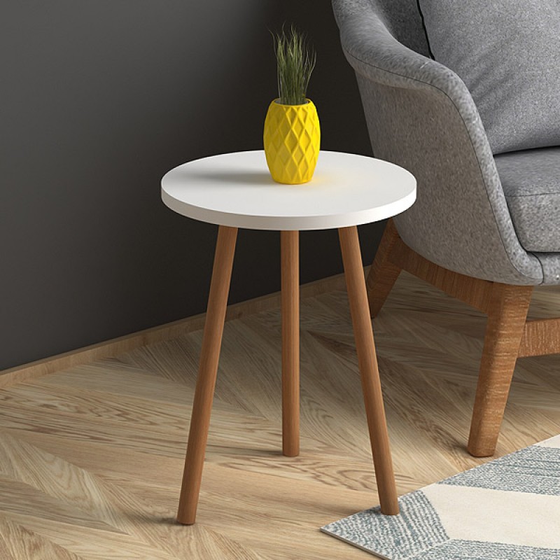 Βοηθητικό Τραπεζάκι Roma Megapap Από Μελαμίνη Χρώμα Λευκό 33,5X33,5X46Εκ.