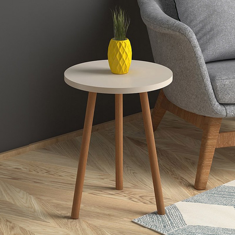 Βοηθητικό Τραπεζάκι Roma Megapap Από Μελαμίνη Χρώμα Κρεμ 33,5X33,5X46Εκ.