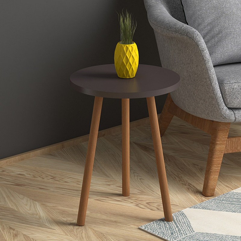 Βοηθητικό Τραπεζάκι Roma Megapap Από Μελαμίνη Χρώμα Καφέ 33,5X33,5X46Εκ.