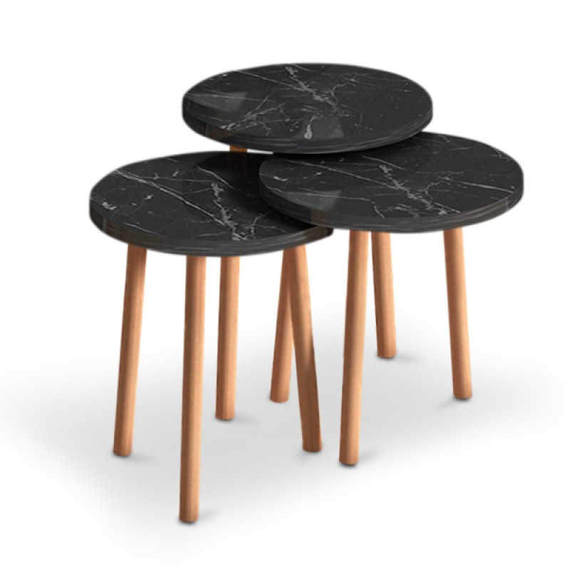 Βοηθητικά Τραπεζάκια Roma Megapap Από Μελαμίνη Χρώμα Σκούρο Εφέ Μαρμάρου