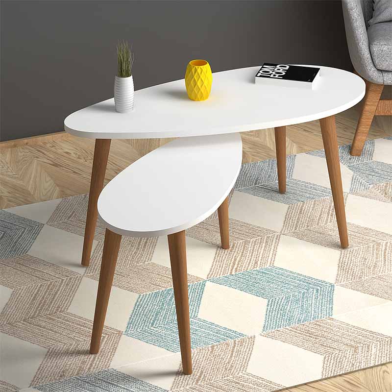 Βοηθητικά Τραπεζάκια Elips Megapap Από Μελαμίνη Χρώμα Λευκό 116X46X46Εκ.