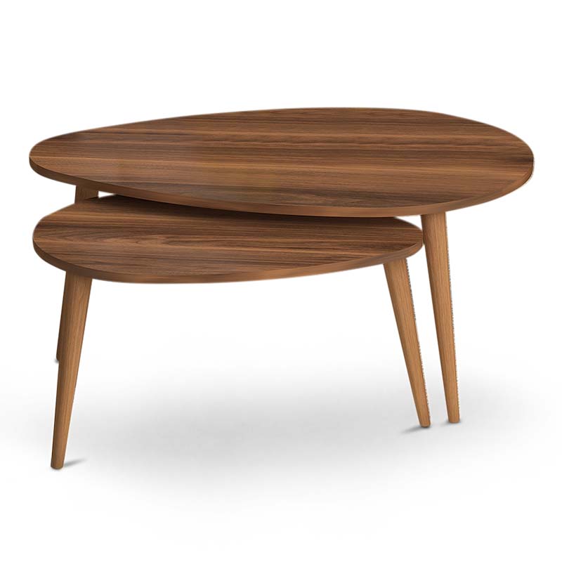 Βοηθητικά Τραπεζάκια Elips Megapap Από Μελαμίνη Χρώμα Καρυδί 116X46X46Εκ.