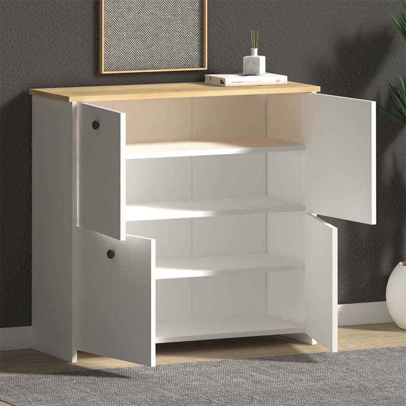 Παπουτσοθήκη Cube Megapap 16 Ζευγών Από Μελαμίνη Χρώμα Λευκό - Oak 92X31X92Εκ.