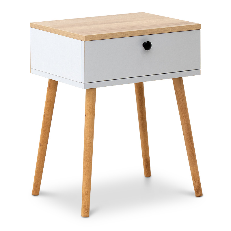 Κομοδίνο Pauline Megapap Μελαμίνης Χρώμα Pine - Λευκό 45X35X61Εκ.