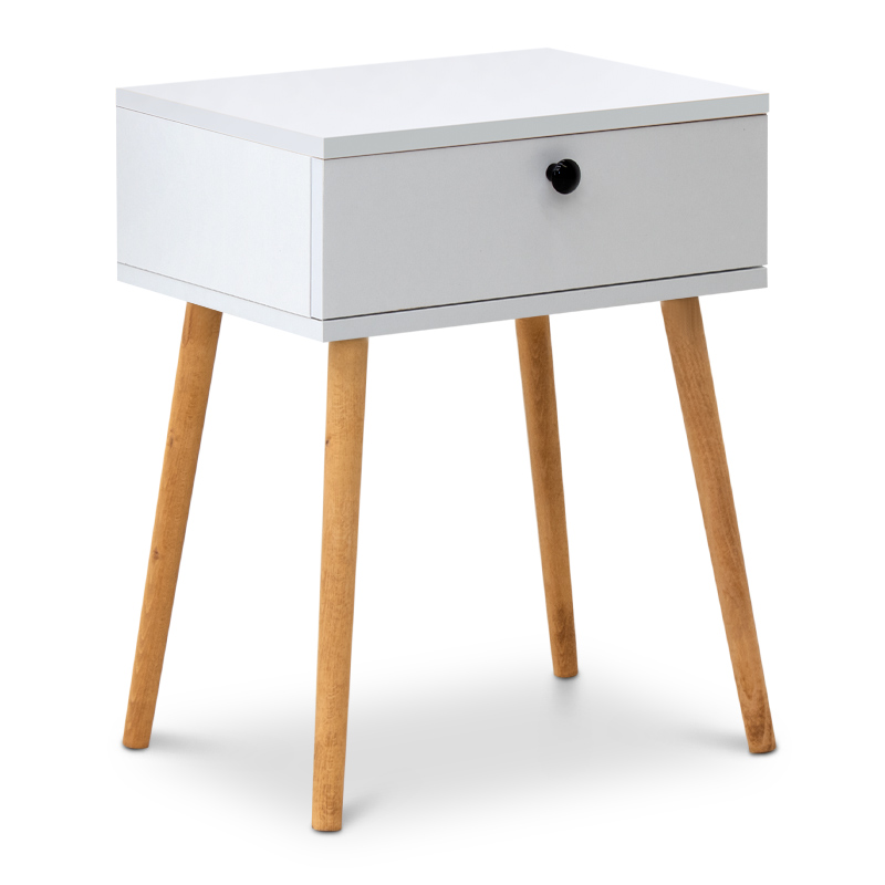 Κομοδίνο Pauline Megapap Μελαμίνης Χρώμα Λευκό 45X35X61Εκ.