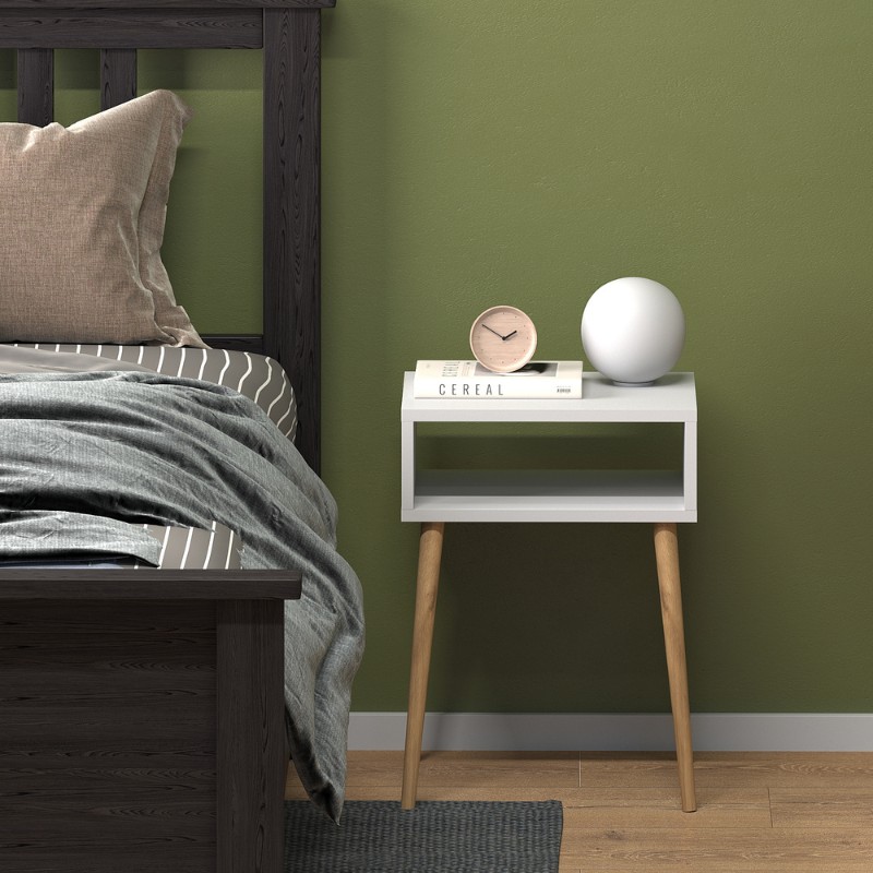 Κομοδίνο Fiona Megapap Χρώμα Λευκό 45X30X58Εκ.