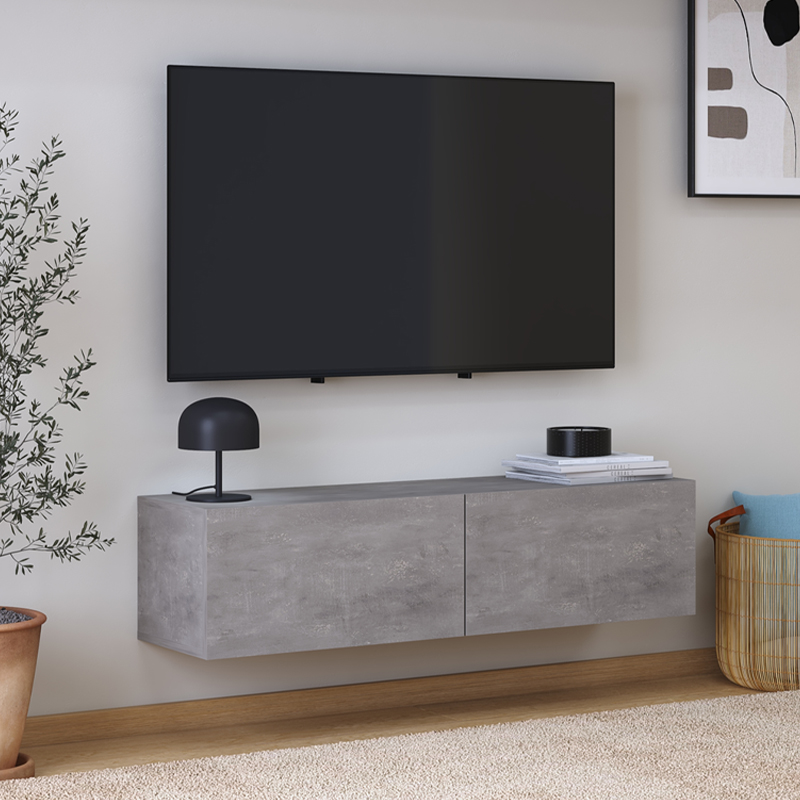 Έπιπλο Τηλεόρασης Επιτοίχιο Palm Megapap Χρώμα Γκρι Ρετρό 120X32X30Εκ.