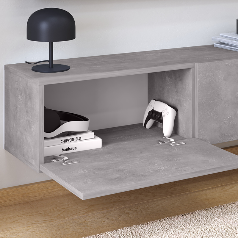 Έπιπλο Τηλεόρασης Επιτοίχιο Palm Megapap Χρώμα Γκρι Ρετρό 120X32X30Εκ.