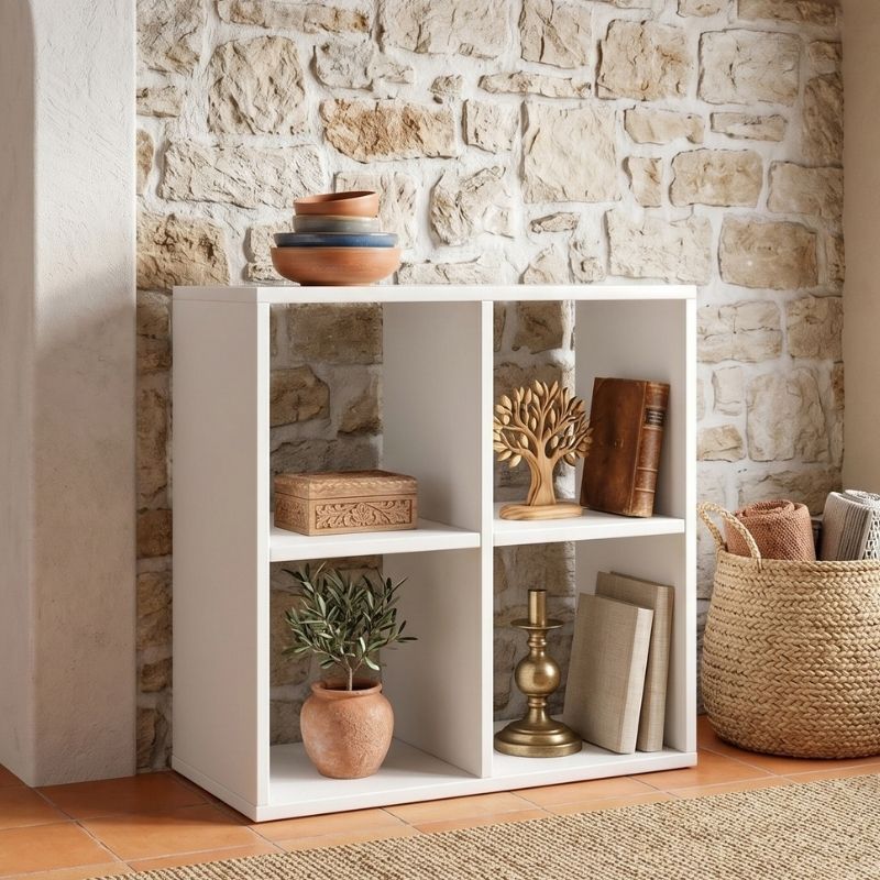 Βιβλιοθήκη Cube Megapap Χρώμα Λευκό 60X30X60Εκ.