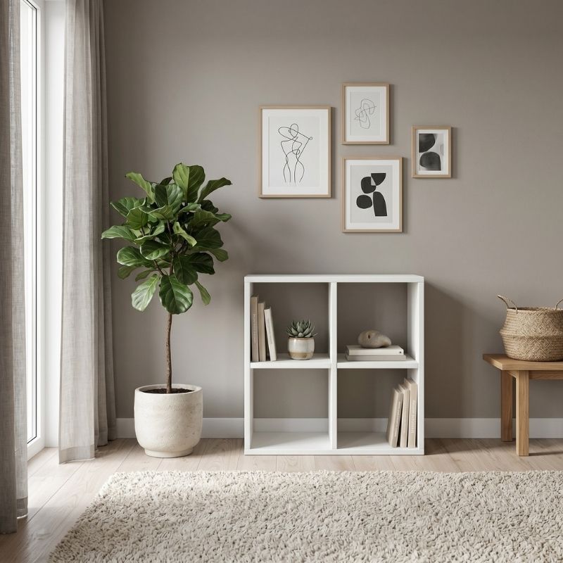 Βιβλιοθήκη Cube Megapap Χρώμα Λευκό 60X30X60Εκ.