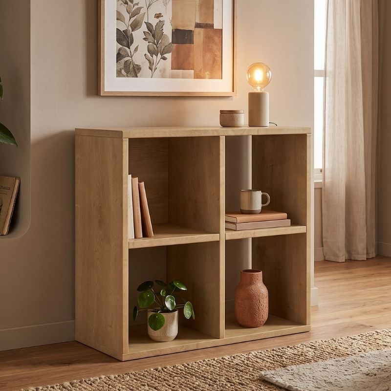 Βιβλιοθήκη Cube Megapap Χρώμα Sapphire Oak 60X30X60Εκ.