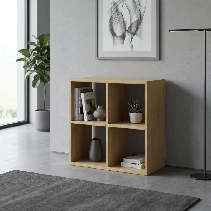 Βιβλιοθήκη Cube Megapap Χρώμα Sapphire Oak 60X30X60Εκ.