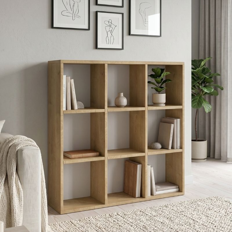 Βιβλιοθήκη Cube Megapap Χρώμα Sapphire Oak 90X30X90Εκ.