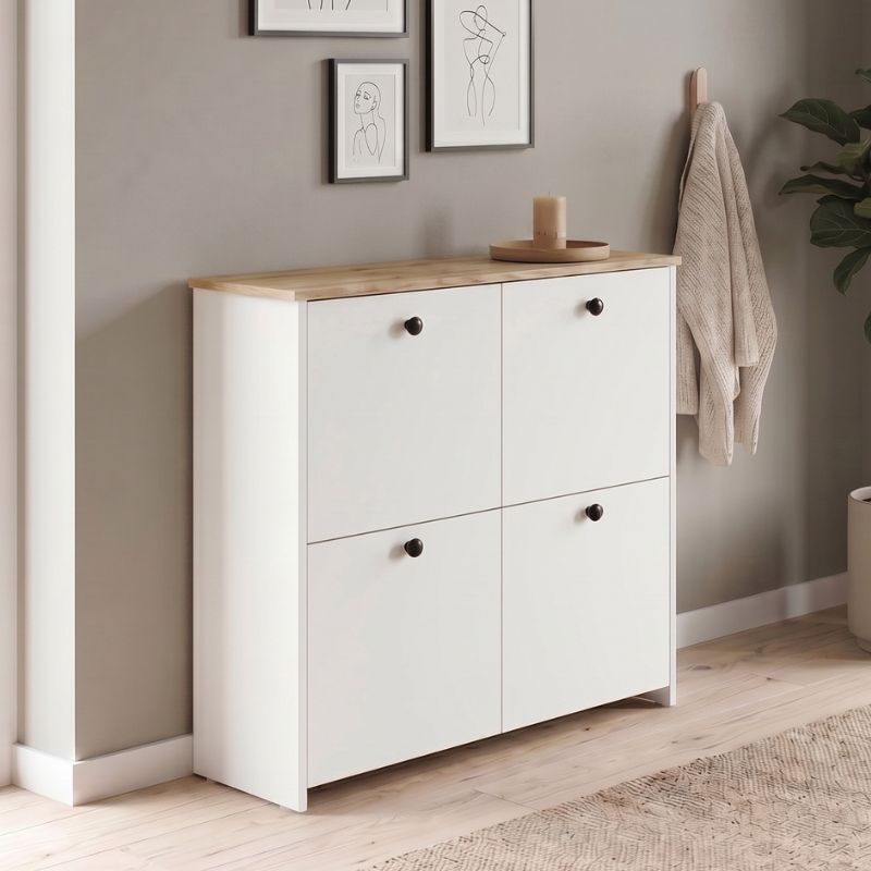 Παπουτσοθήκη Palma Megapap Χρώμα Λευκό - Sapphire Oak 90X35X90Εκ.