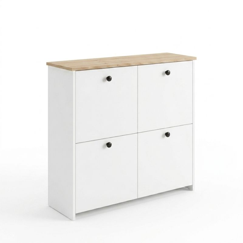 Παπουτσοθήκη Palma Megapap Χρώμα Λευκό - Sapphire Oak 90X35X90Εκ.