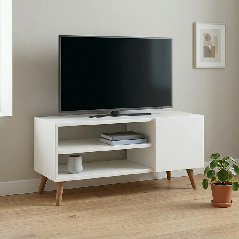 Έπιπλο Τηλεόρασης Parma Megapap Χρώμα Λευκό 90X30X40Εκ.