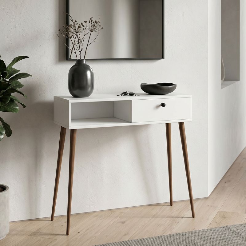 Κονσόλα Napoli Megapap Χρώμα Λευκό 90X29X88Εκ.