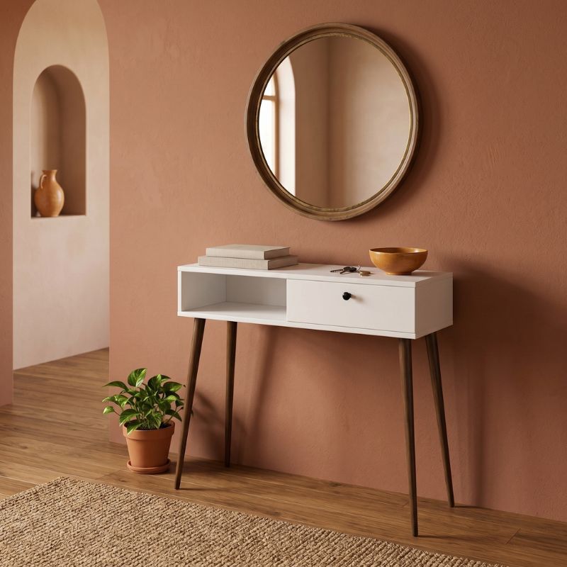 Κονσόλα Napoli Megapap Χρώμα Λευκό 90X29X88Εκ.