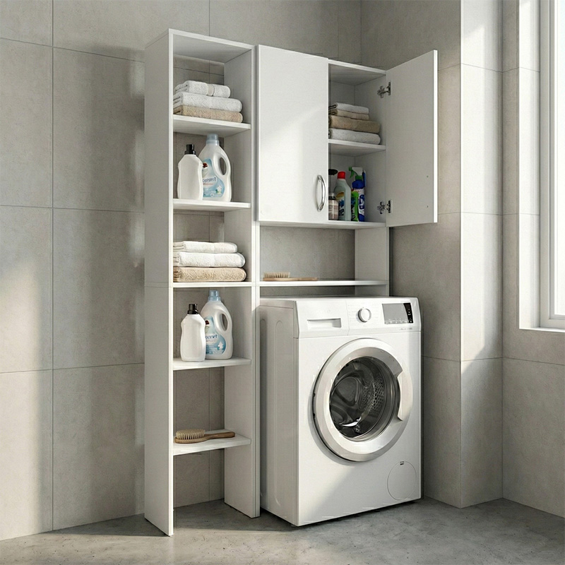 Έπιπλο Πλυντηρίου Make Megapap Χρώμα Λευκό 96X20X180Εκ.