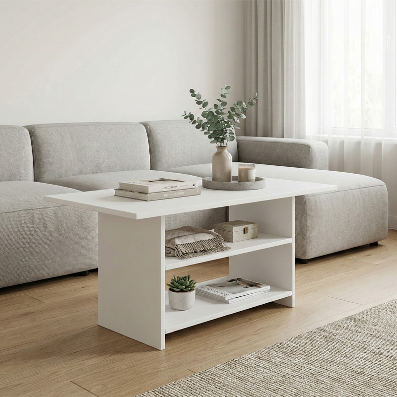 Τραπεζάκι Σαλονιού Dallas Megapap Χρώμα Λευκό 90X50X60Εκ.