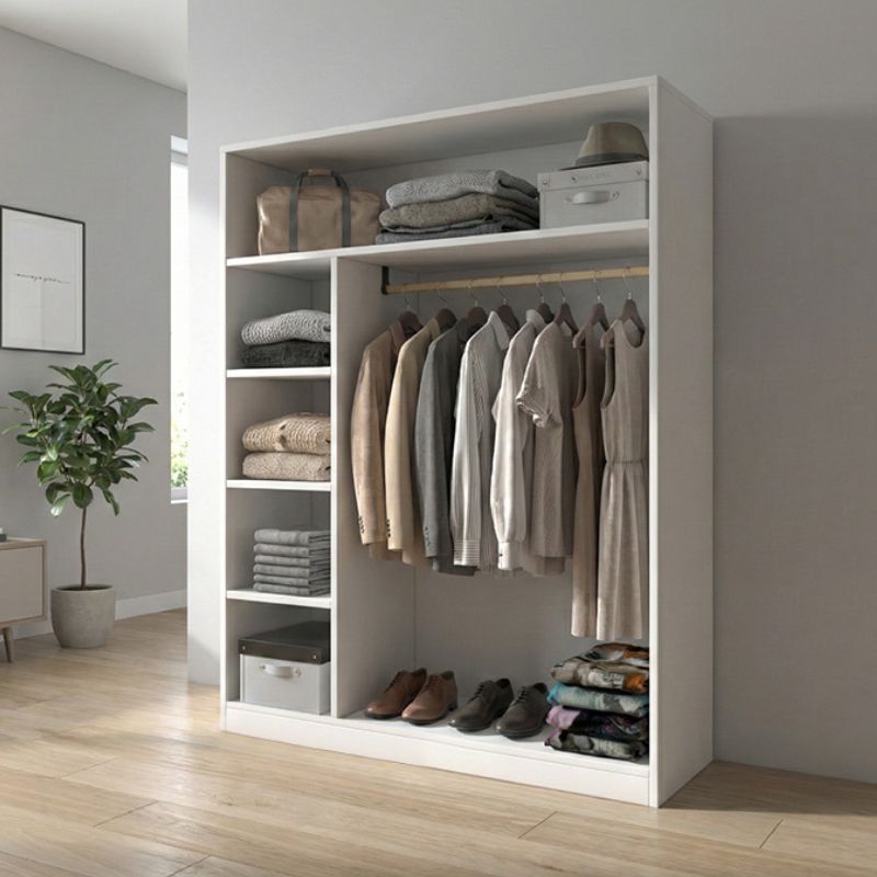 Ντουλάπα Ρούχων Ανοιχτή - Έπιπλο Εισόδου Sandra Megapap Χρώμα Λευκό 120X40X150Εκ.