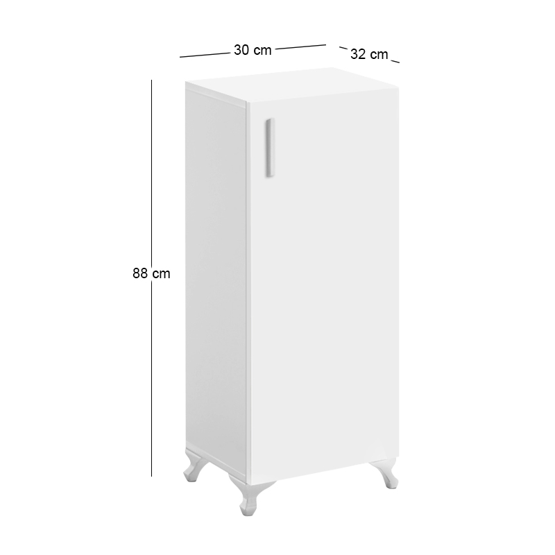 Ντουλάπι Κουζίνας - Μπάνιου Mine Megapap Χρώμα Λευκό 30X32X88Εκ.