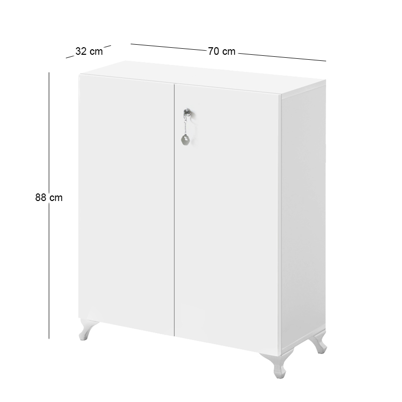 Ντουλάπι Με Κλειδαριά Cilem Megapap Χρώμα Λευκό 70X32X88Εκ.