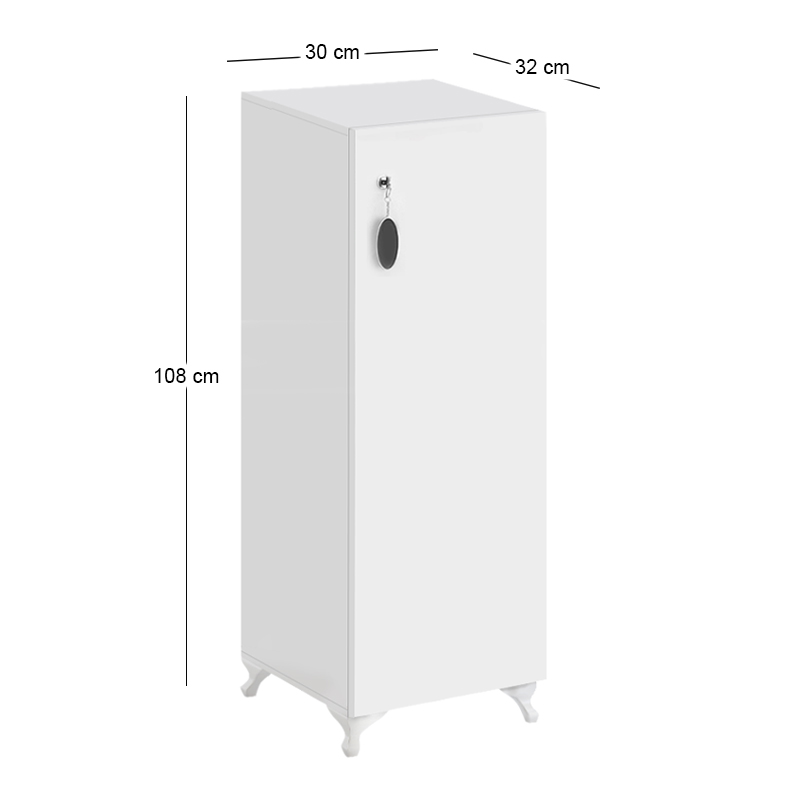 Ντουλάπι Με Κλειδαριά Zehra Megapap Χρώμα Λευκό 30X32X108Εκ.