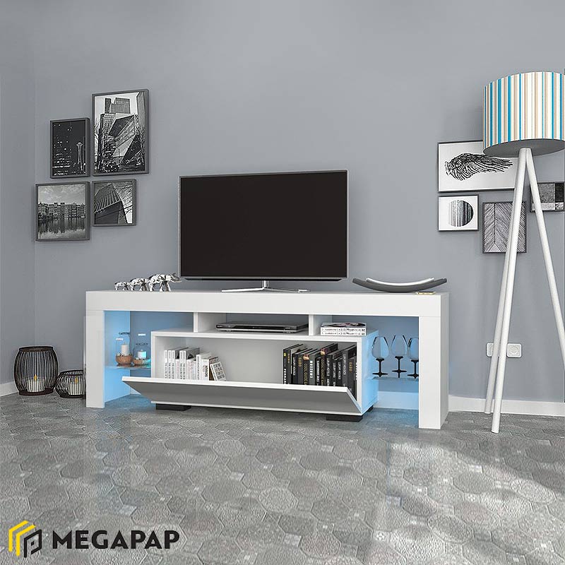 Έπιπλο Τηλεόρασης Stilo Megapap Από Μελαμίνη Χρώμα Λευκό 150X37X52Εκ. Έπιπλο Τηλεόρασης Stilo Megapap Από Μελαμίνη Χρώμα Λευκό 150X37X52Εκ.