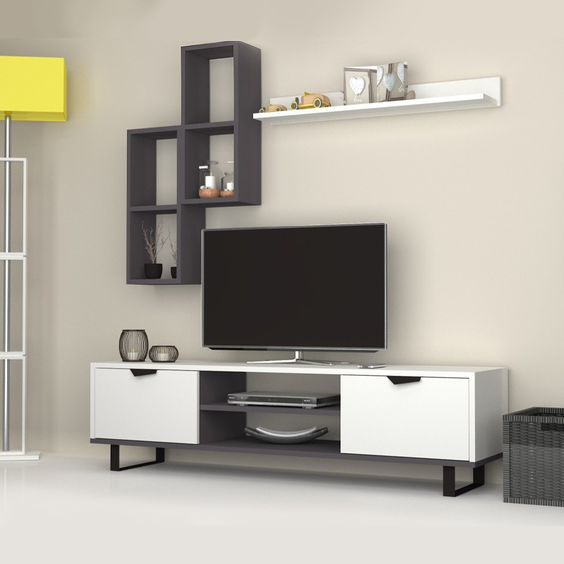 Σύνθεση Τηλεόρασης Lonsa Megapap Από Μελαμίνη Χρώμα Λευκό 160X35X40Εκ.