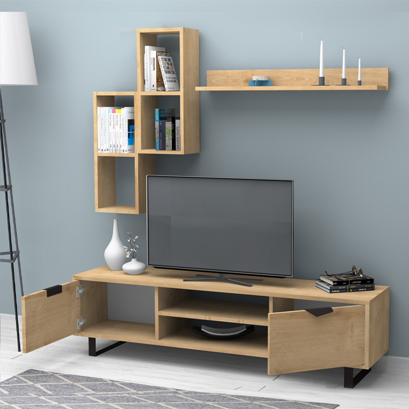 Σύνθεση Τηλεόρασης Lonsa Megapap Χρώμα Φυσικό Οξιάς 160X35X40Εκ.