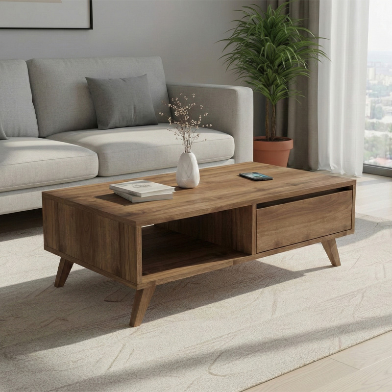 Τραπεζάκι Σαλονιού Aster Megapap Χρώμα Καρυδί 120X56X40Εκ.