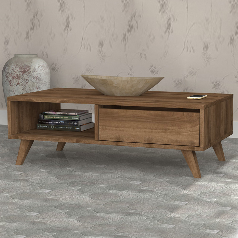 Τραπεζάκι Σαλονιού Aster Megapap Χρώμα Καρυδί 120X56X40Εκ.