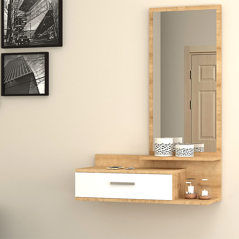 Έπιπλο Εισόδου - Τουαλέτα Μελαμίνης Joy Megapap Με Καθρέφτη Χρώμα Sonoma - Λευκό 80X35X116Εκ. Έπιπλο Εισόδου - Τουαλέτα Μελαμίνης Joy Megapap Με Καθρέφτη Χρώμα Sonoma - Λευκό 80X35X116Εκ.