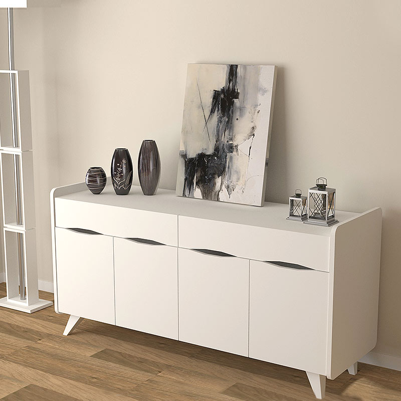 Μπουφές Μελαμίνης Sila Megapap Χρώμα Λευκό 140X45X77Εκ. Μπουφές Μελαμίνης Sila Megapap Χρώμα Λευκό 140X45X77Εκ.