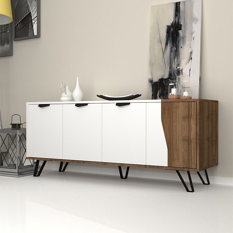 Μπουφές Μελαμίνης Jasmine Megapap Χρώμα Λευκό - Καρυδί 160X45X87Εκ. Μπουφές Μελαμίνης Jasmine Megapap Χρώμα Λευκό - Καρυδί 160X45X87Εκ.