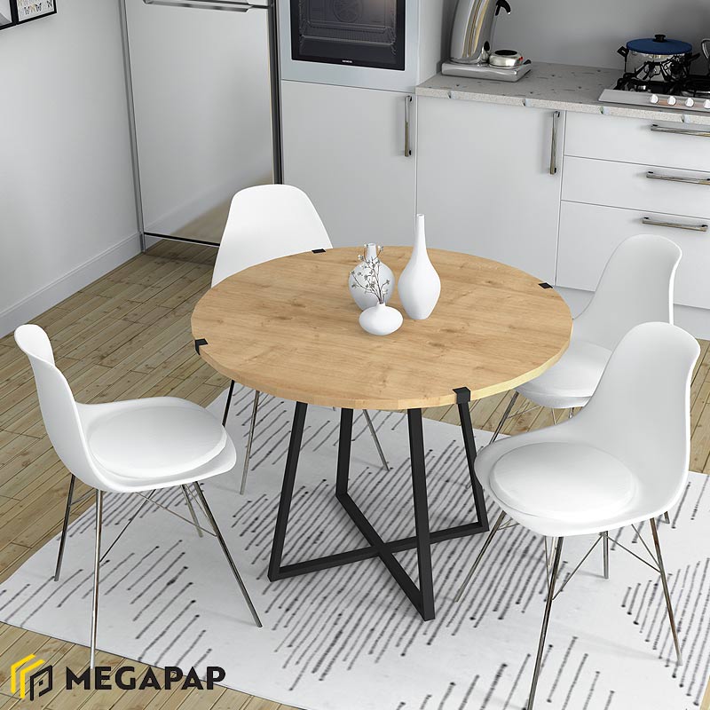 Τραπέζι Κουζίνας Rubes Megapap Μεταλλικό - Μελαμίνης Χρώμα Μαύρο - Sonoma 100X100X78Εκ.