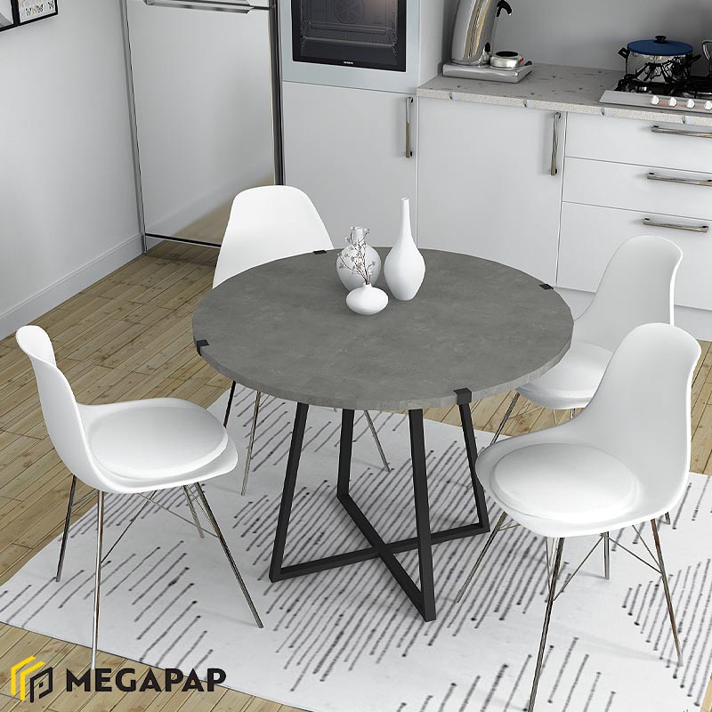 Τραπέζι Κουζίνας Rubes Megapap Μεταλλικό - Μελαμίνης Χρώμα Μαύρο - Ανθρακί 100X100X78Εκ.