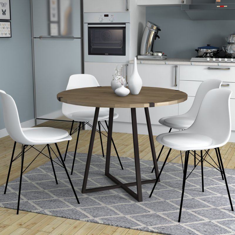 Τραπέζι Rubes Megapap Χρώμα Καρυδί - Ανθρακί 100X100X78Εκ.