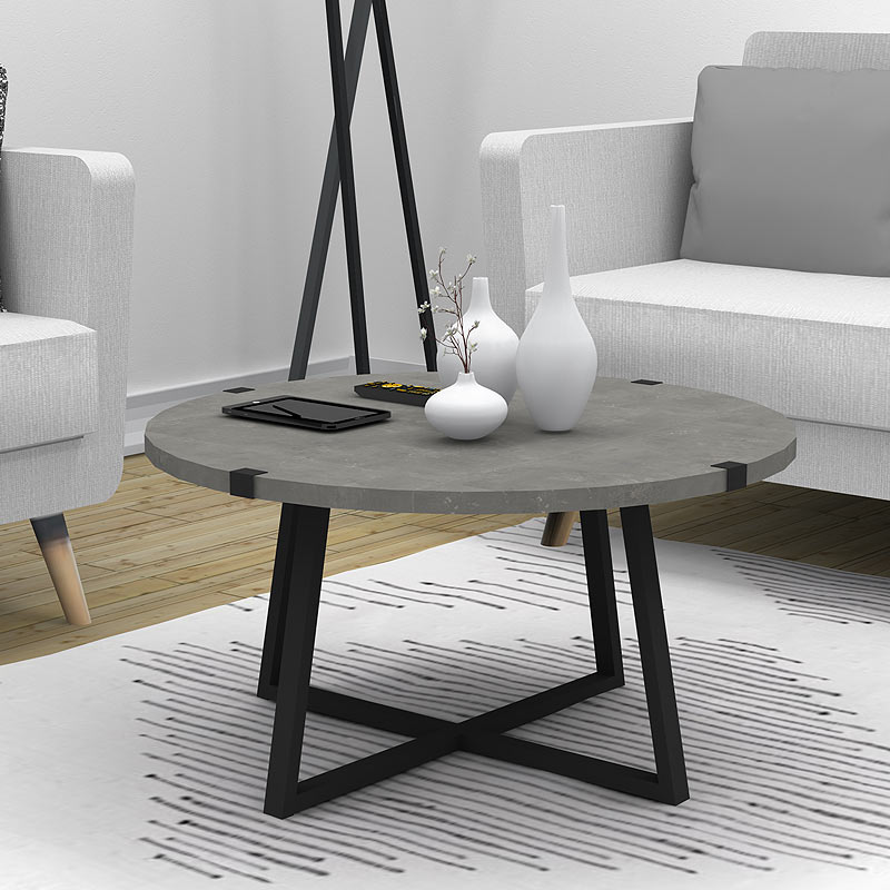 Τραπεζάκι Σαλονιού Mauricio Megapap Μεταλλικό - Μελαμίνης Χρώμα  Ανθρακί 78X78X43Εκ.