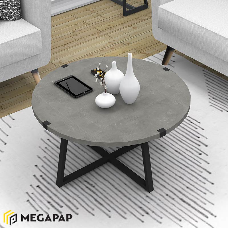 Τραπεζάκι Σαλονιού Mauricio Megapap Μεταλλικό - Μελαμίνης Χρώμα  Ανθρακί 78X78X43Εκ.