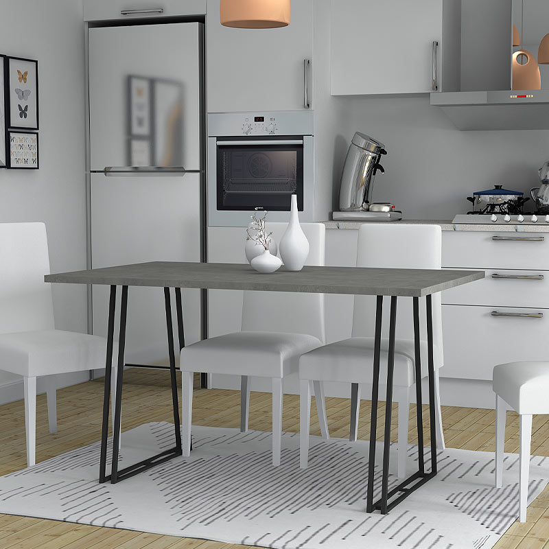 Τραπέζι Κουζίνας/Σαλονιού Gable Megapap Μεταλλικό - Μελαμίνης Χρώμα Μαύρο - Ανθρακί 140X80X76Εκ.