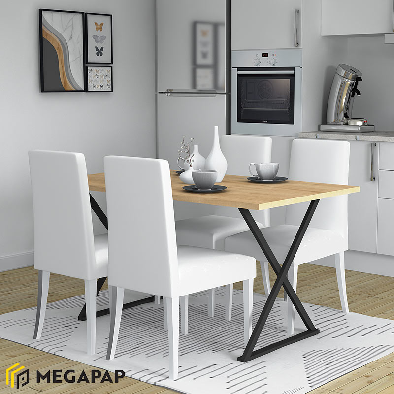 Τραπέζι Κουζίνας/Σαλονιού Bette Megapap Μεταλλικό - Μελαμίνης Χρώμα Μαύρο - Sonoma 140X80X76Εκ.