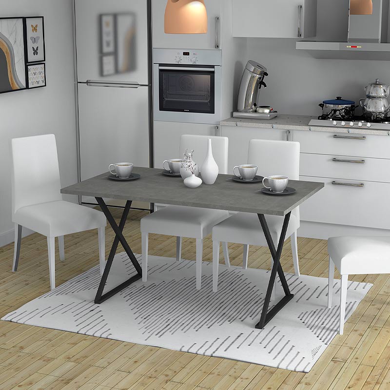 Τραπέζι Κουζίνας/Σαλονιού Bette Megapap Μεταλλικό - Μελαμίνης Χρώμα Μαύρο - Ανθρακί 140X80X76Εκ.